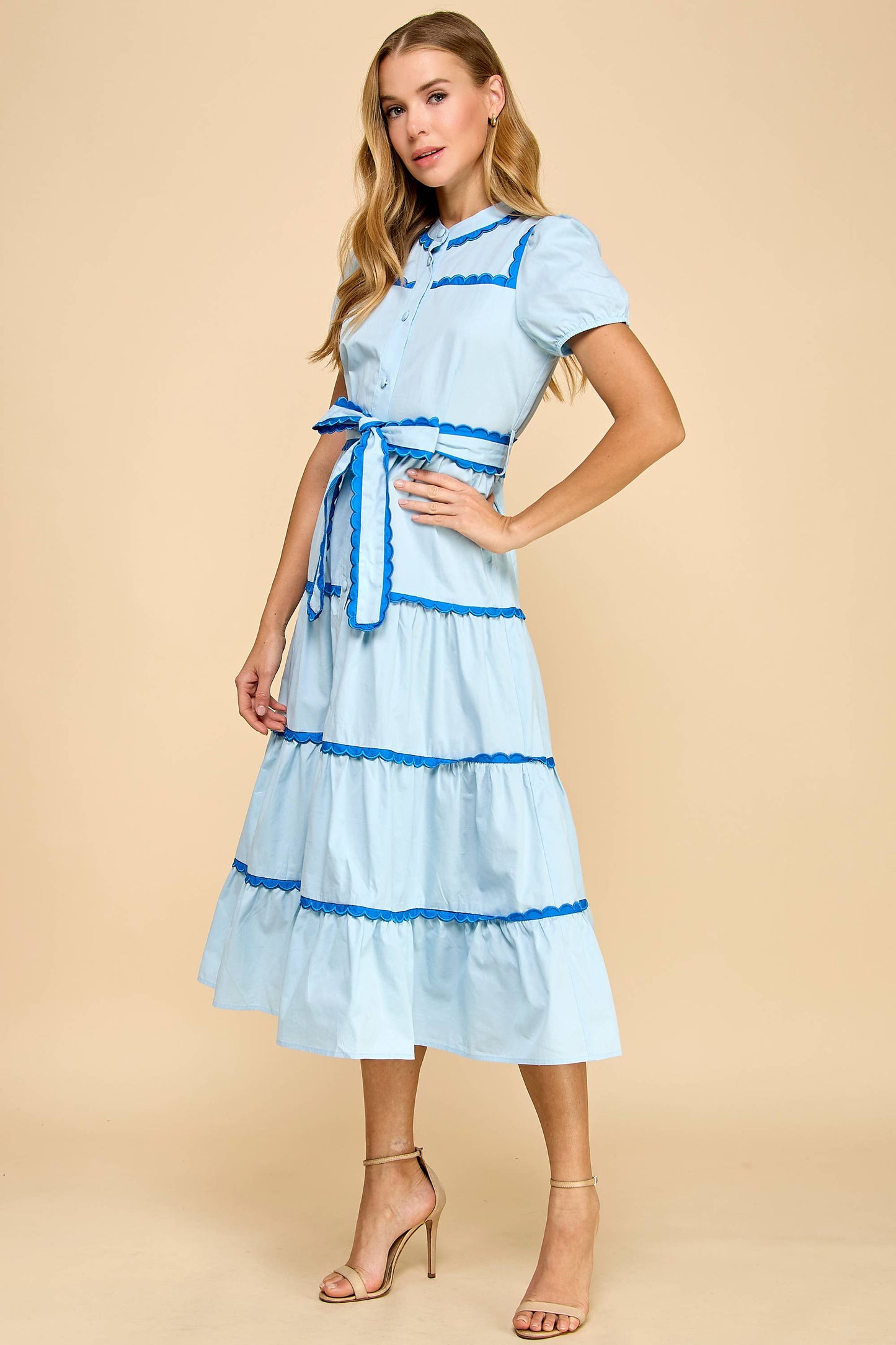 Baby Blue Scalloped Dress