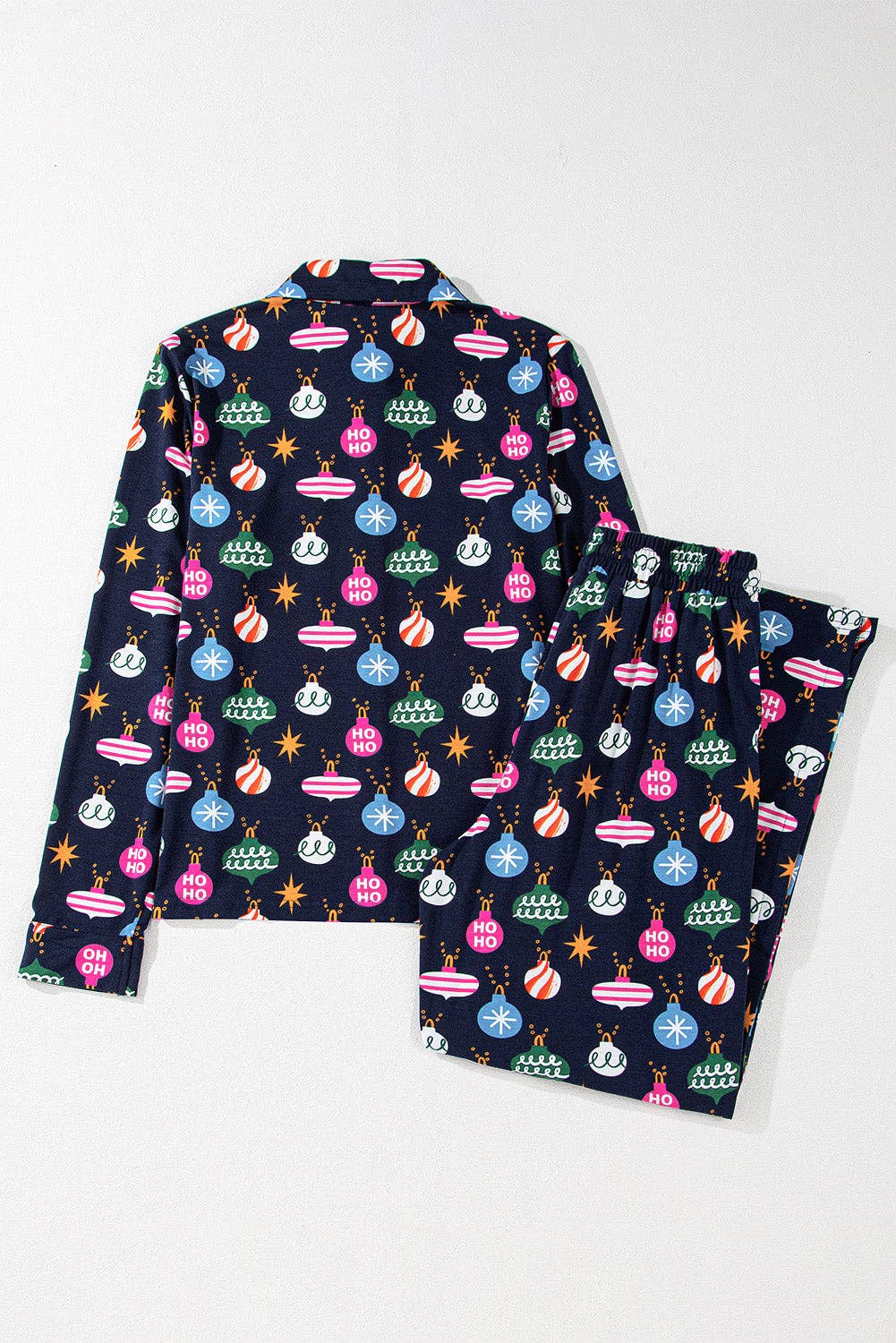 Christmas Ornaments Shirt and Pants Pajama Set: Navy Blue / 2XL