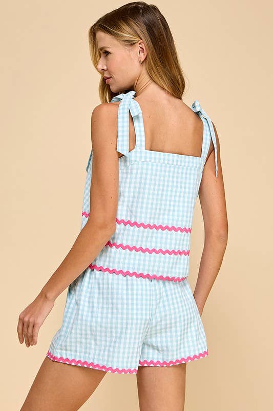 Mint Gingham Top