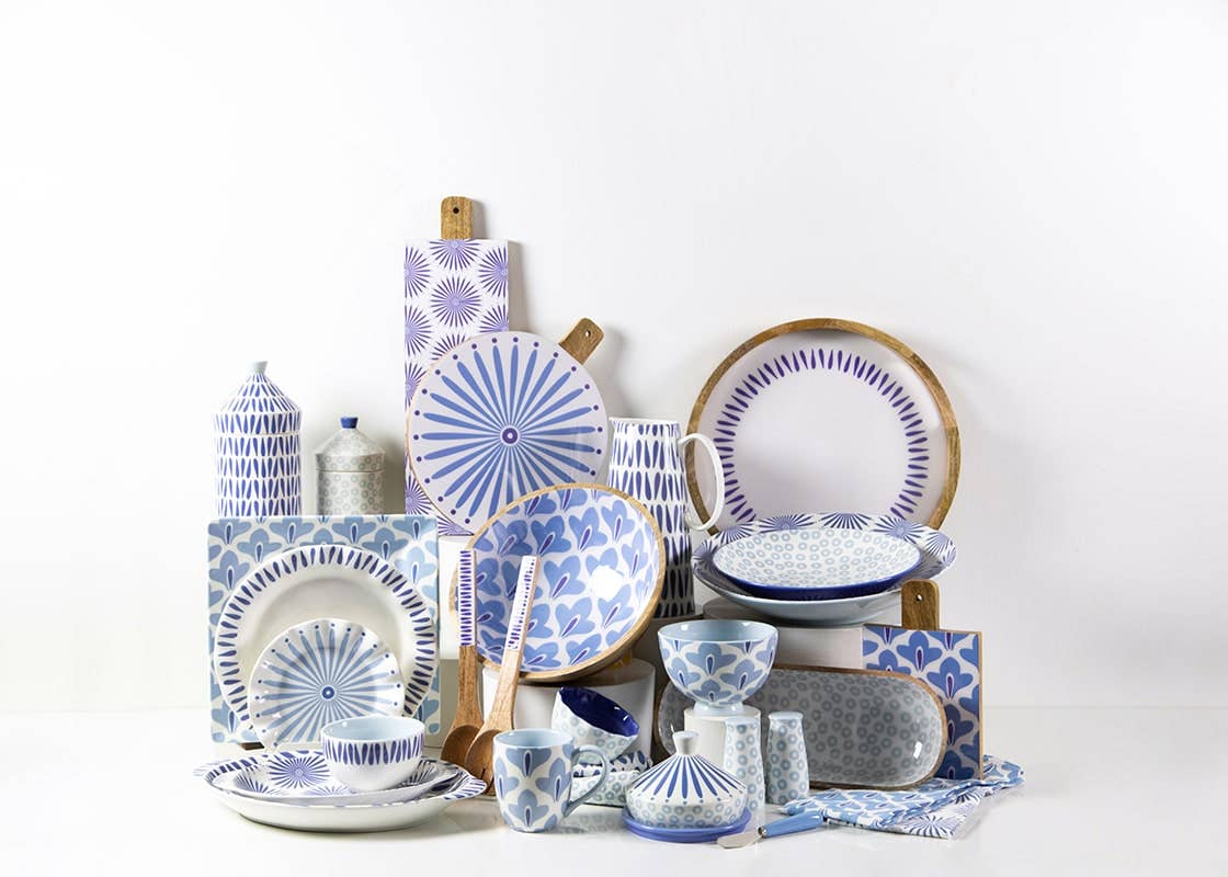Iris Blue Drop Pedestal Pitcher