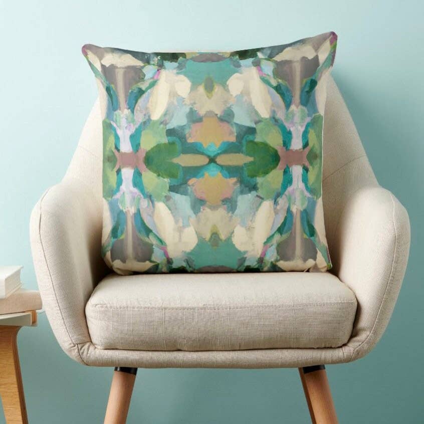 Nora Decorative Abstract Modern Art Painted Throw Pillow: 18x18