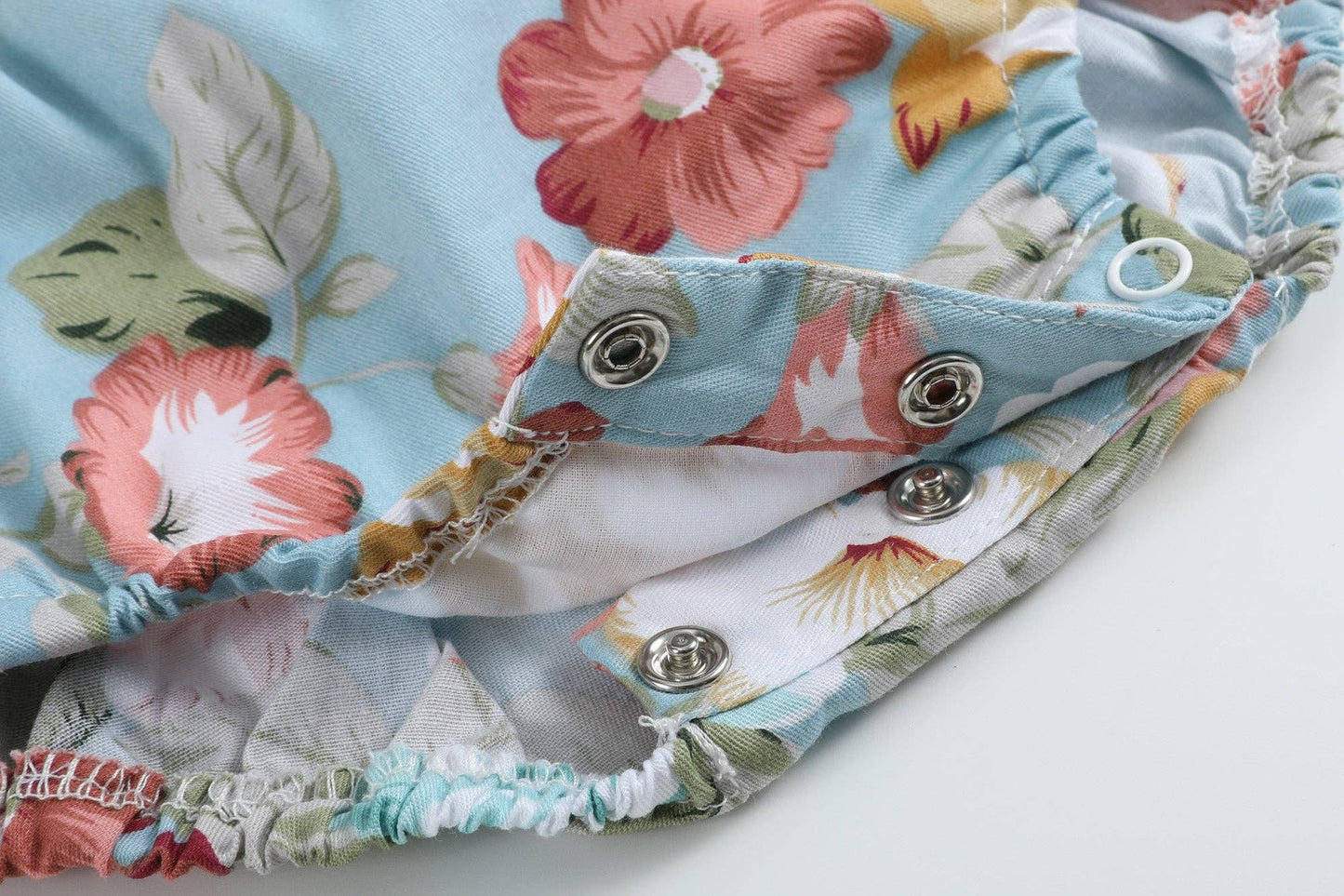 Pink & Blue Floral Ruffle Romper