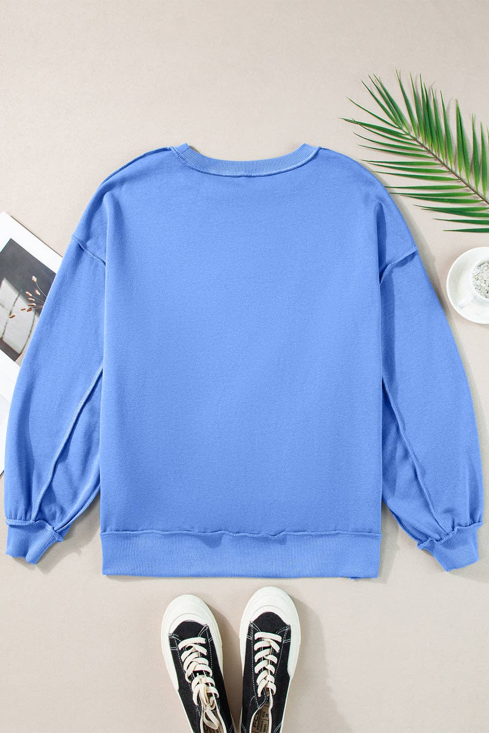 Star Sequin Embroidered Sweatshirt: Sky Blue