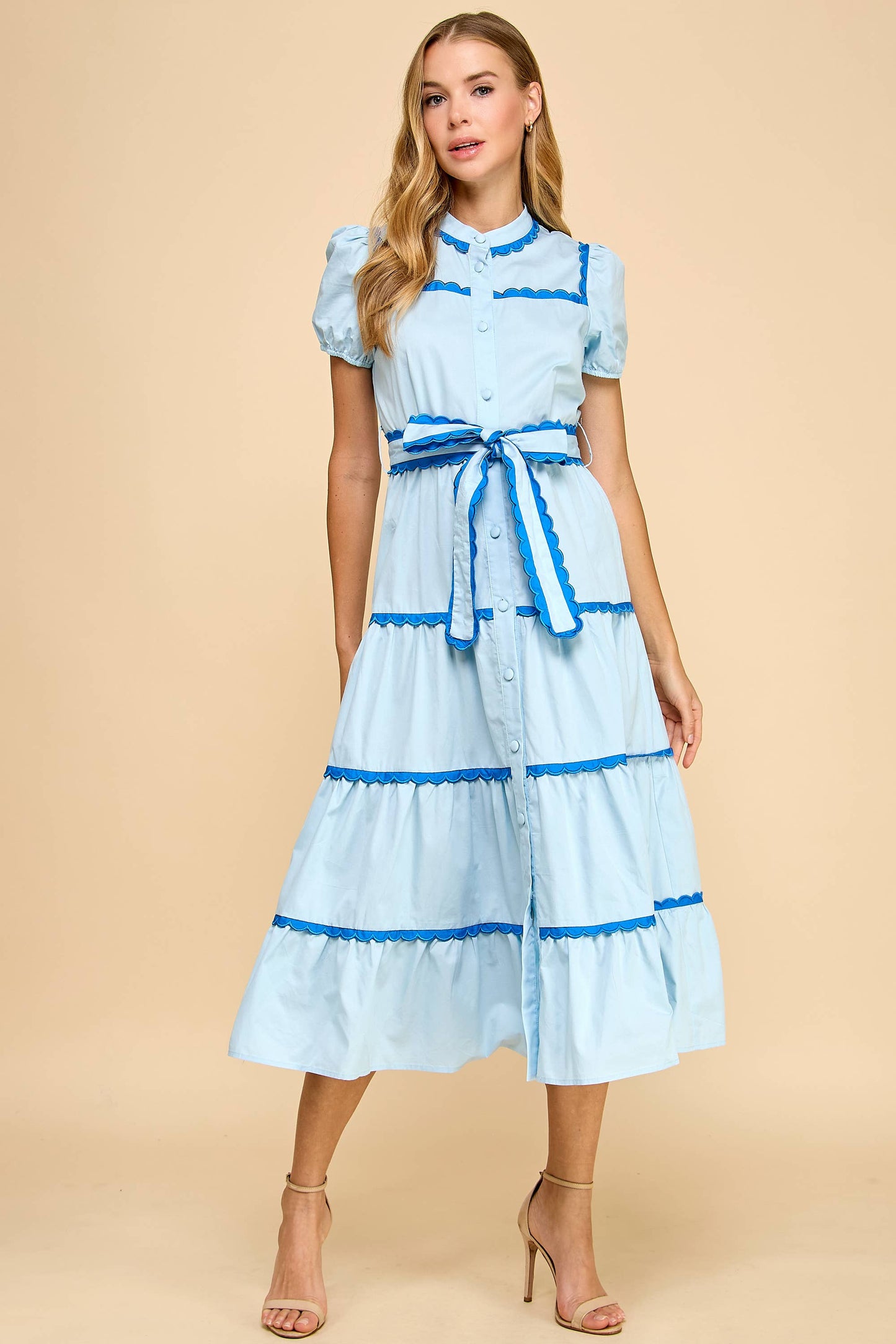 Baby Blue Scalloped Dress