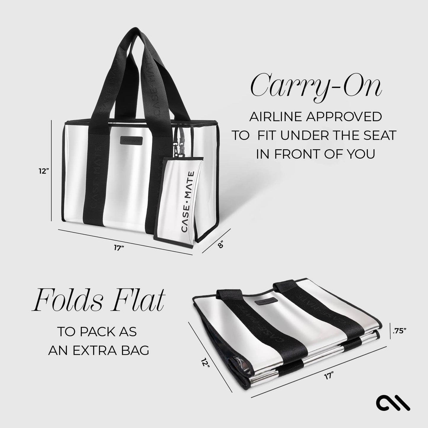 Case-Mate Silver Chrome Beach Tote Shoulder Bag