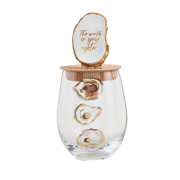 World Oyster Wine Glass & Stopper Set