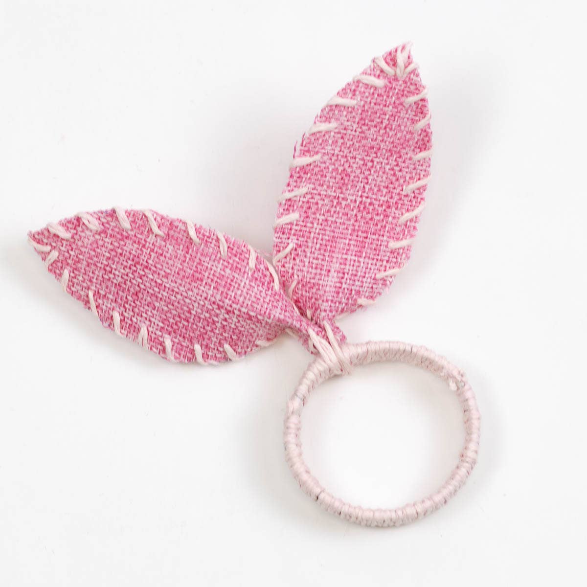 Burlap Bunny Ears Napkin Ring Light Pink 4x5x1