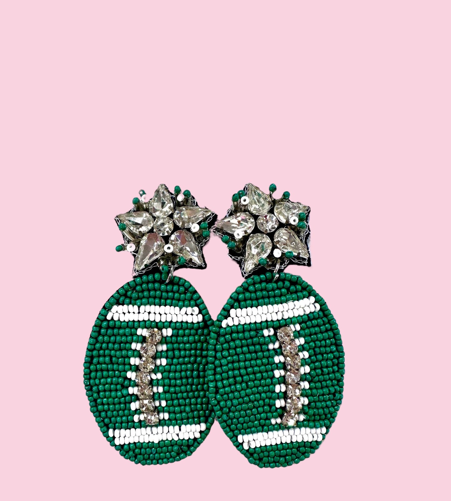 Green Football Earrings