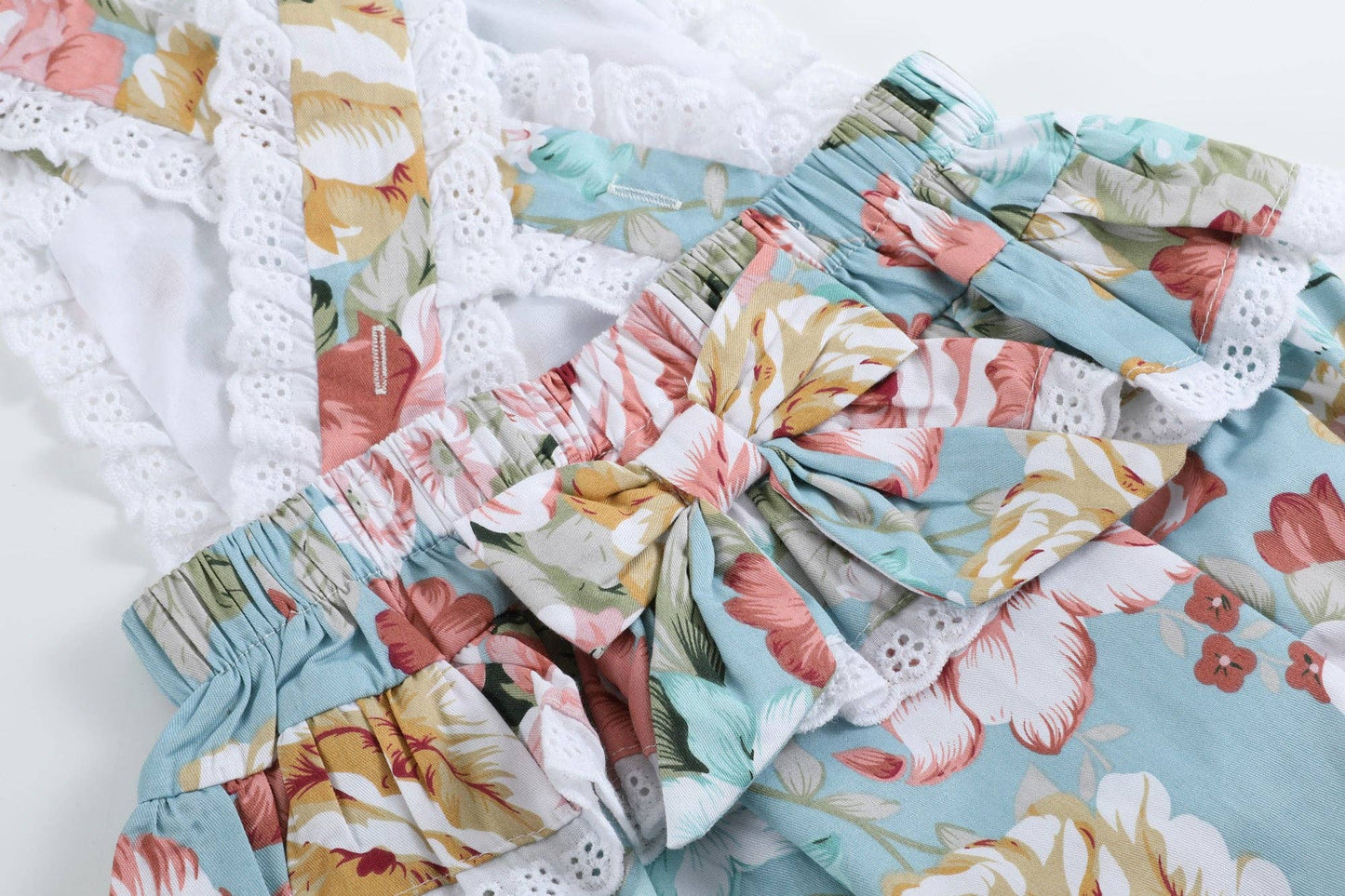 Pink & Blue Floral Ruffle Romper