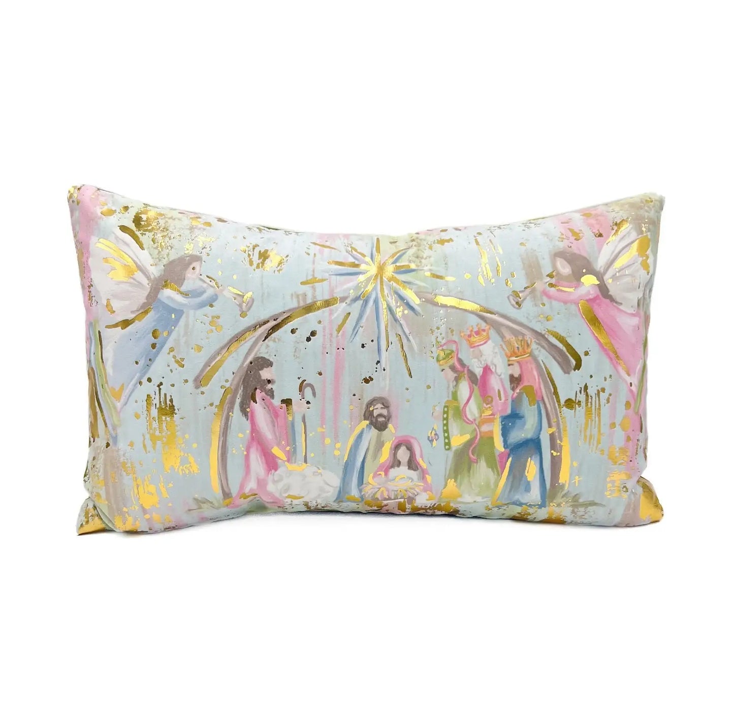 Gold Foil Nativity Pillow