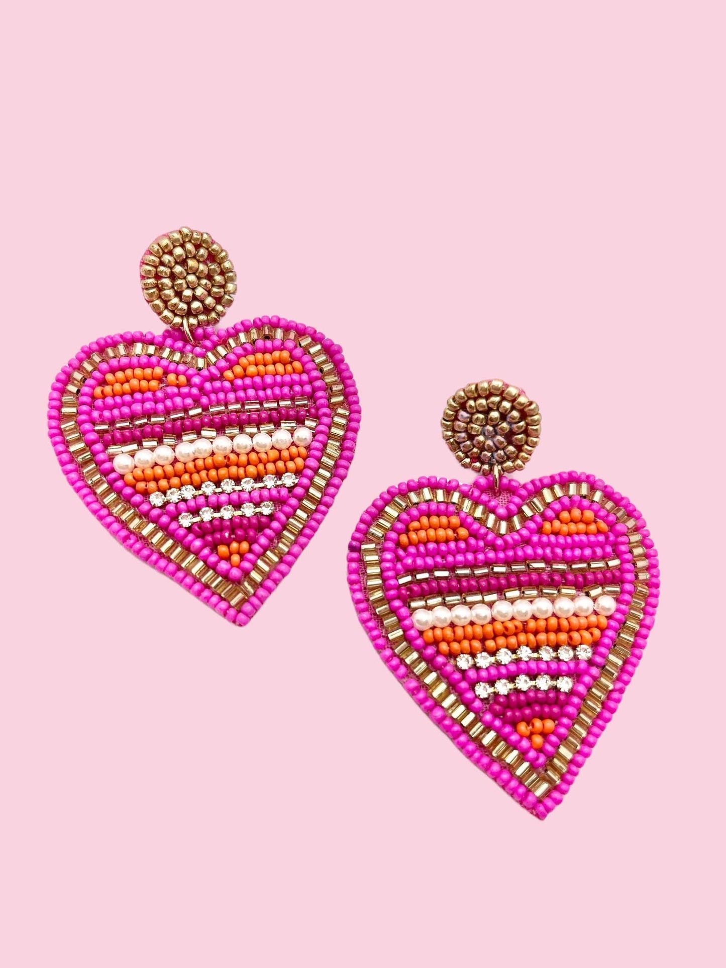 Pink/Orange Heart Earring