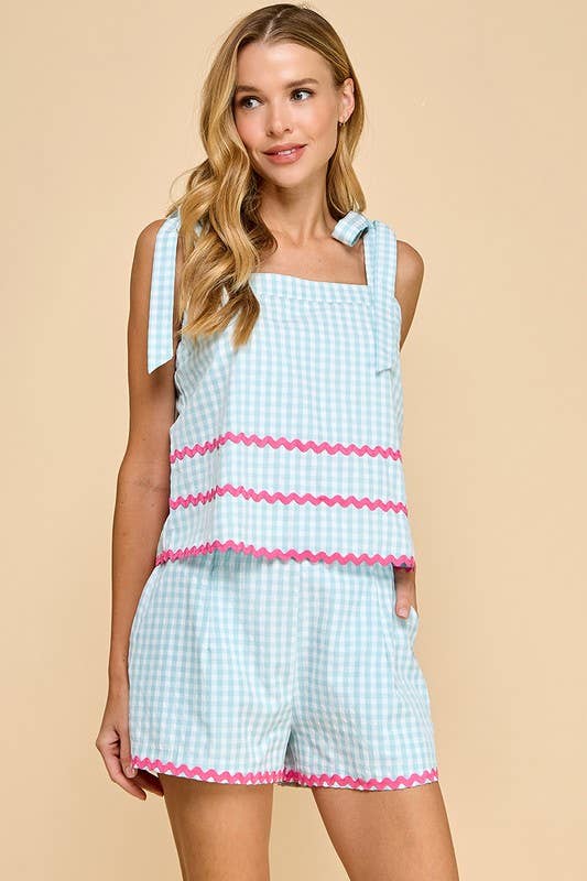 Mint Gingham Top