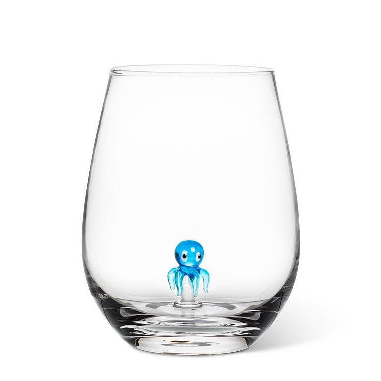 Octopus Icon Stemless Wine Glass-4.5"H(20oz)