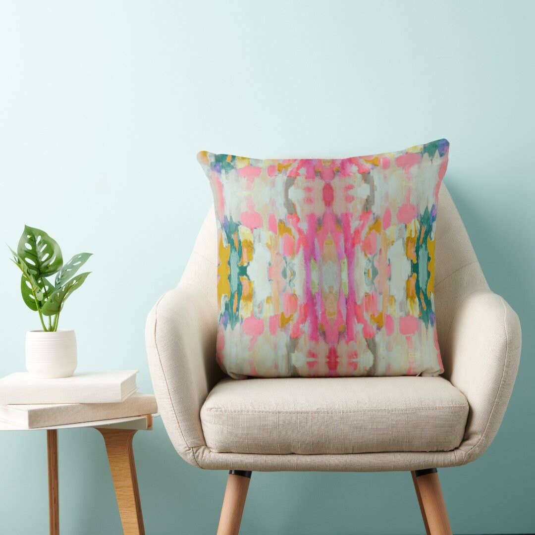 Layla Decorative Abstract Modern Art Painted Print Pillow: 18x18