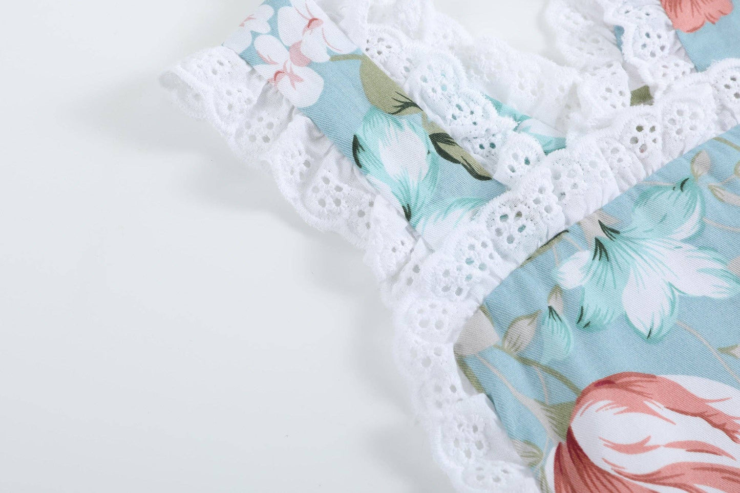 Pink & Blue Floral Ruffle Romper