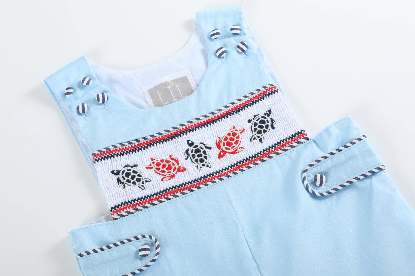 Turtle Smocked Shortalls