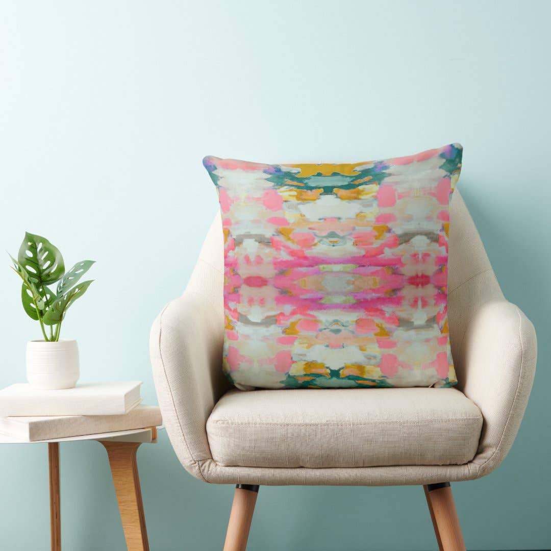 Layla Decorative Abstract Modern Art Painted Print Pillow: 18x18
