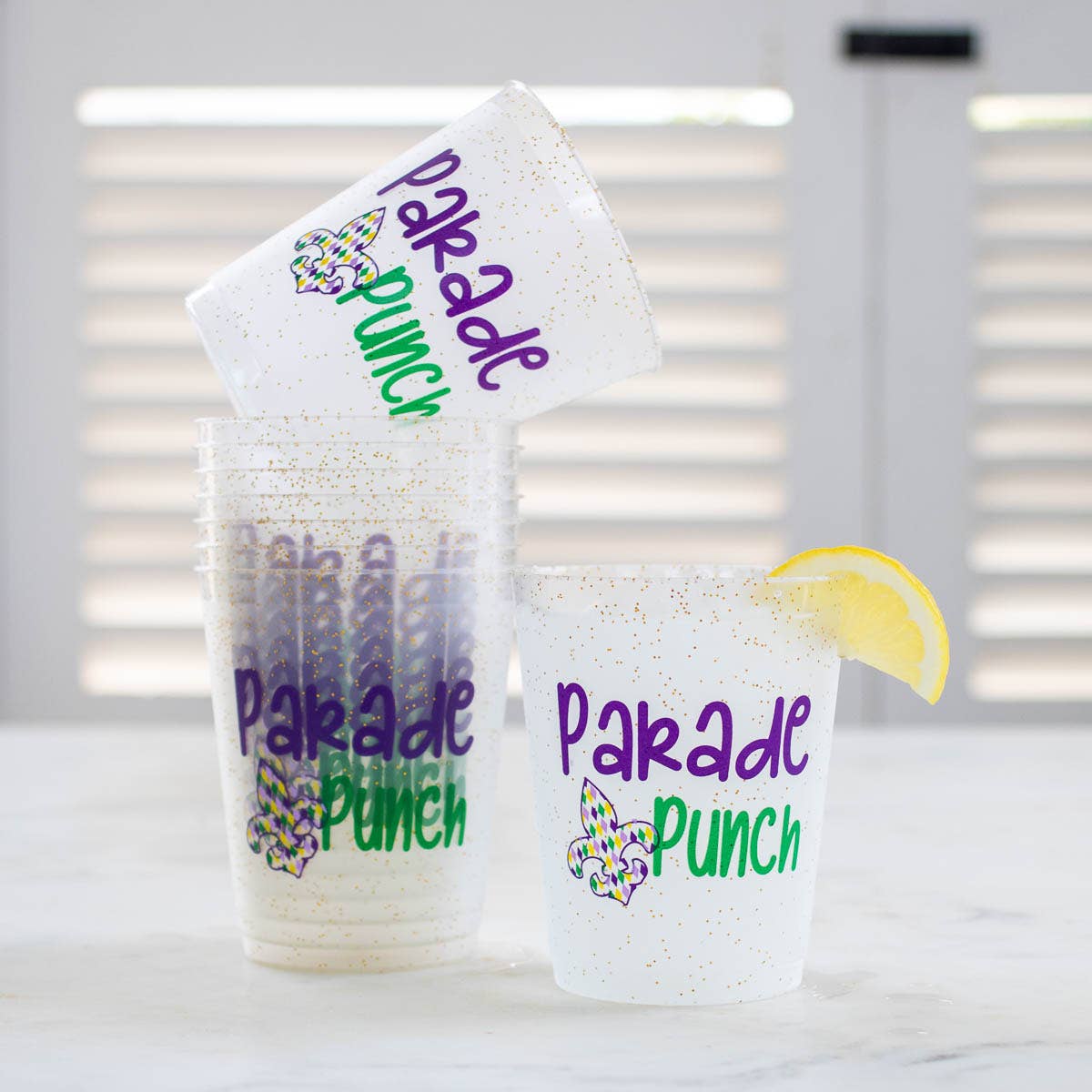Parade Punch Party Cups Gold/Purple/Green/Yellow 16oz Set of 10