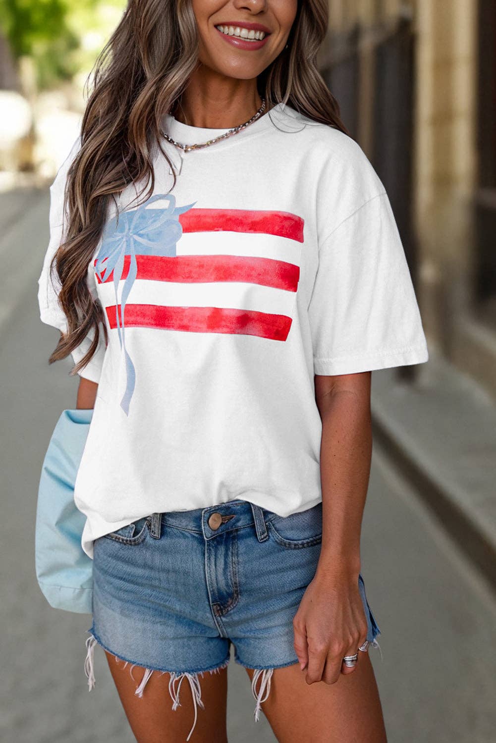 Flag Bow Graphic Crewneck Summer Tee