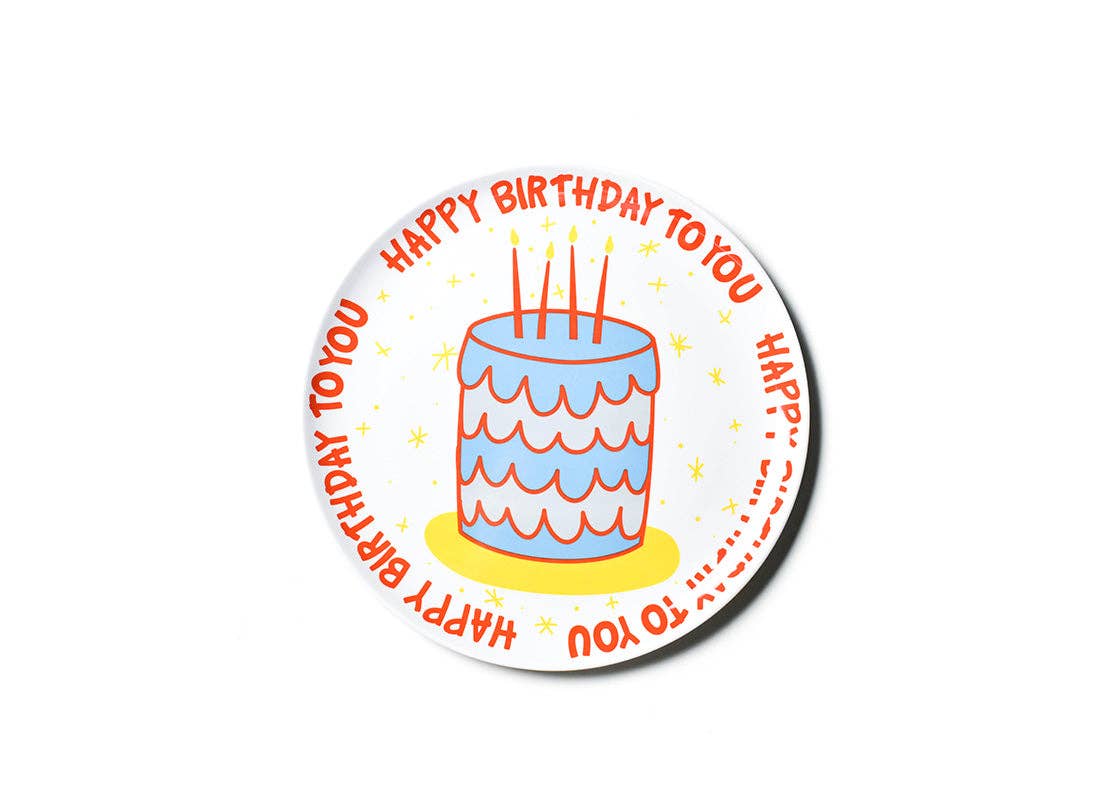 Blue Happy Birthday Cake Melamine Dinner Plate