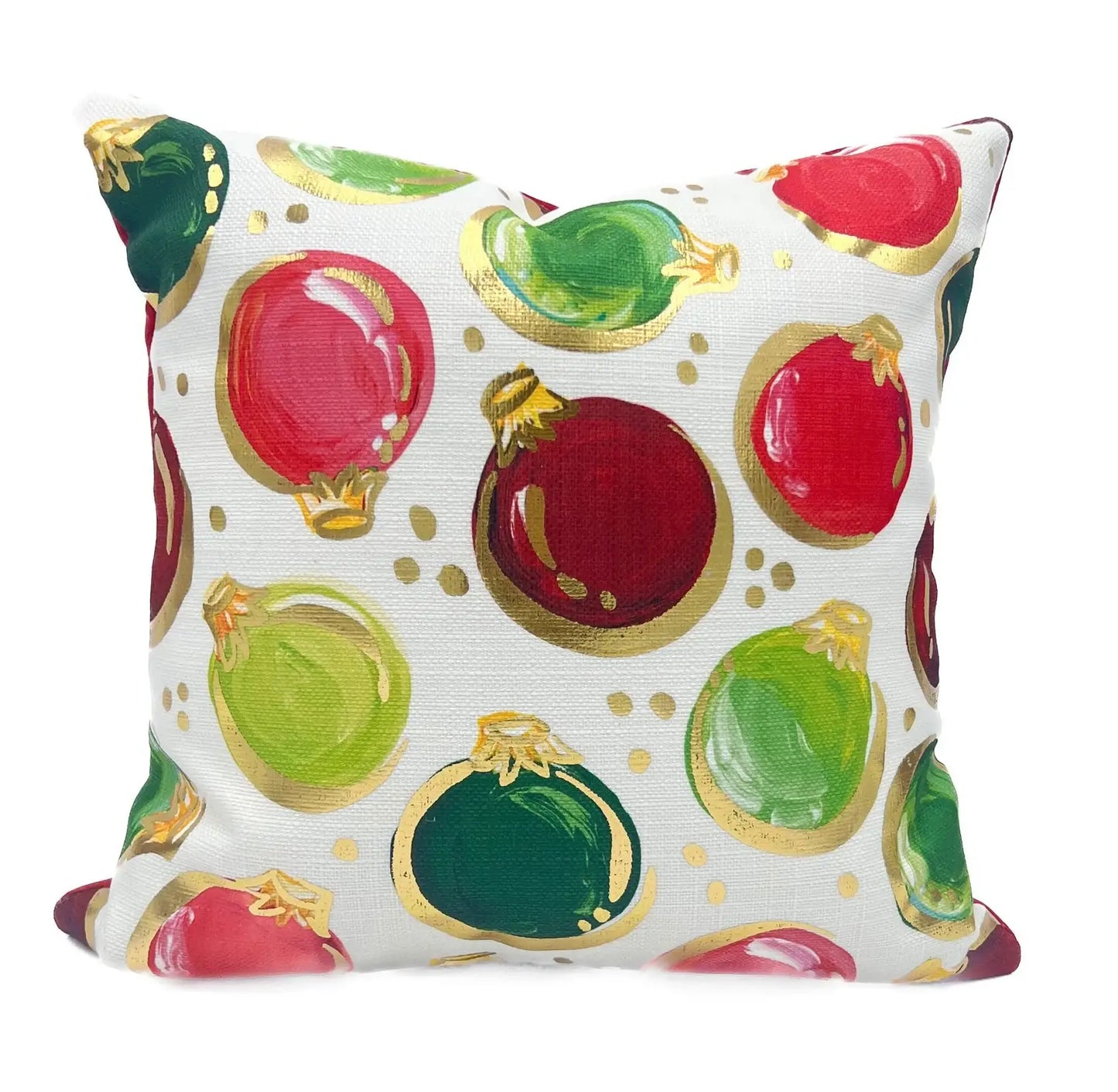 Classic Golden Ornaments Pillow - Christmas Pillow: Polyester