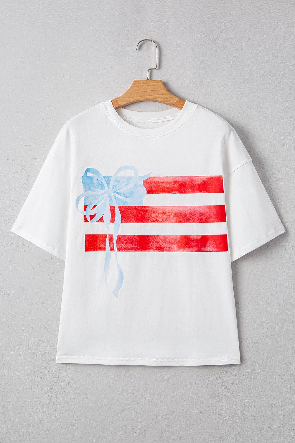 Flag Bow Graphic Crewneck Summer Tee