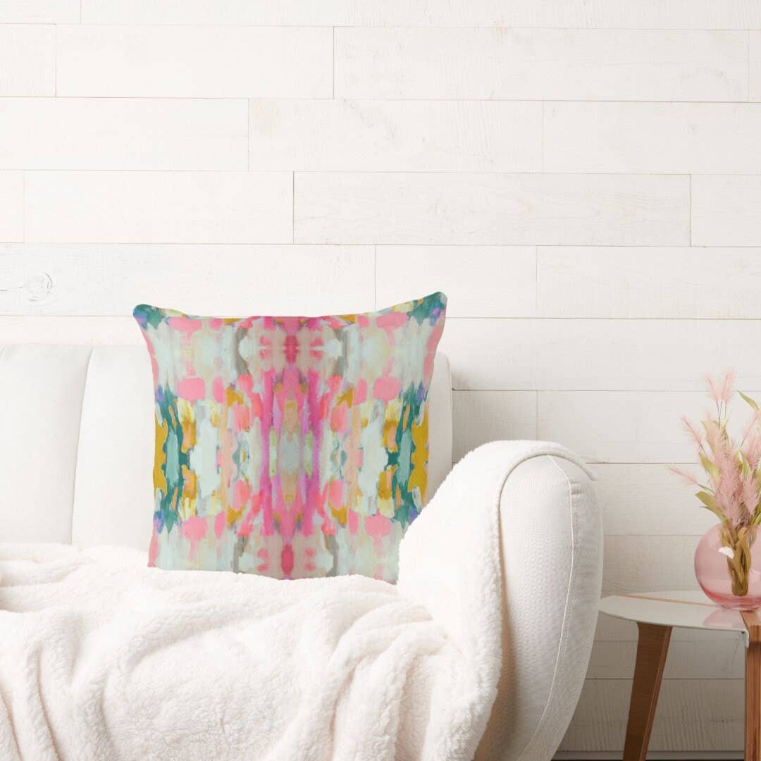 Layla Decorative Abstract Modern Art Painted Print Pillow: 18x18