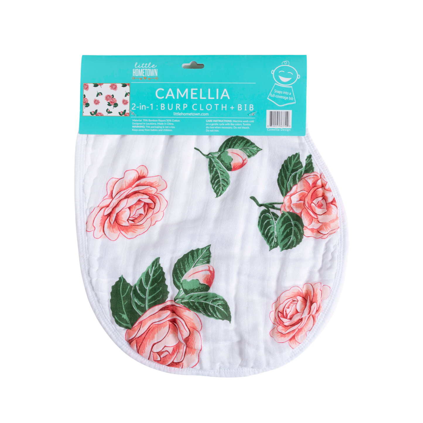 Camellia Baby 2-in-1 Burp Cloth and Bib