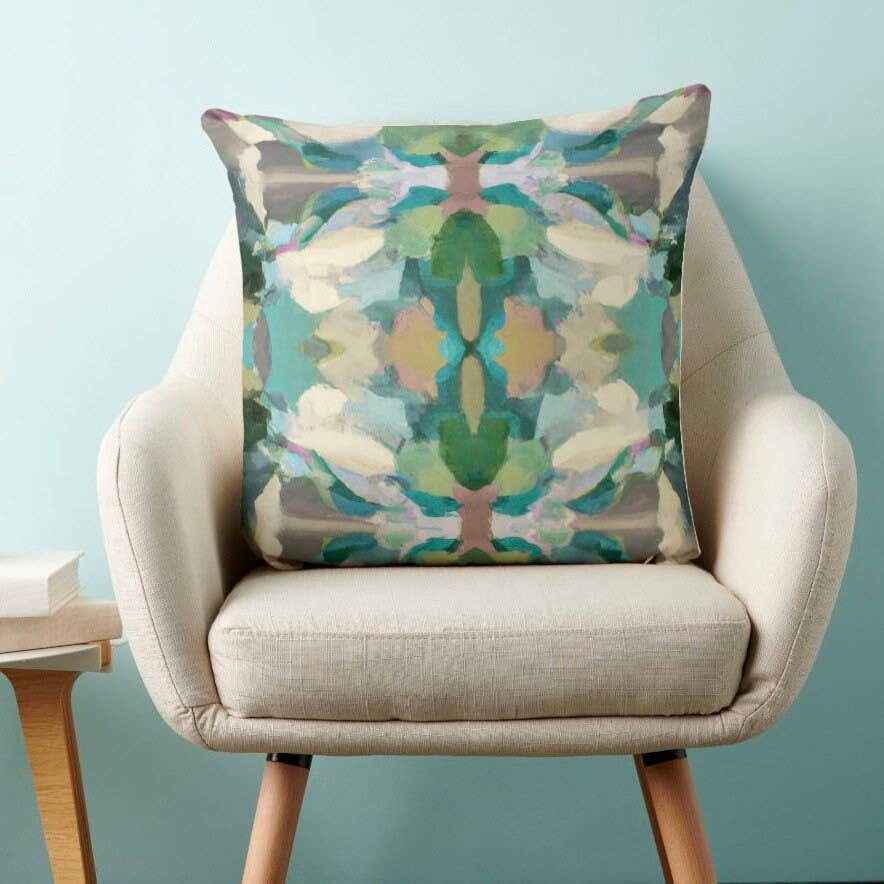 Nora Decorative Abstract Modern Art Painted Throw Pillow: 18x18