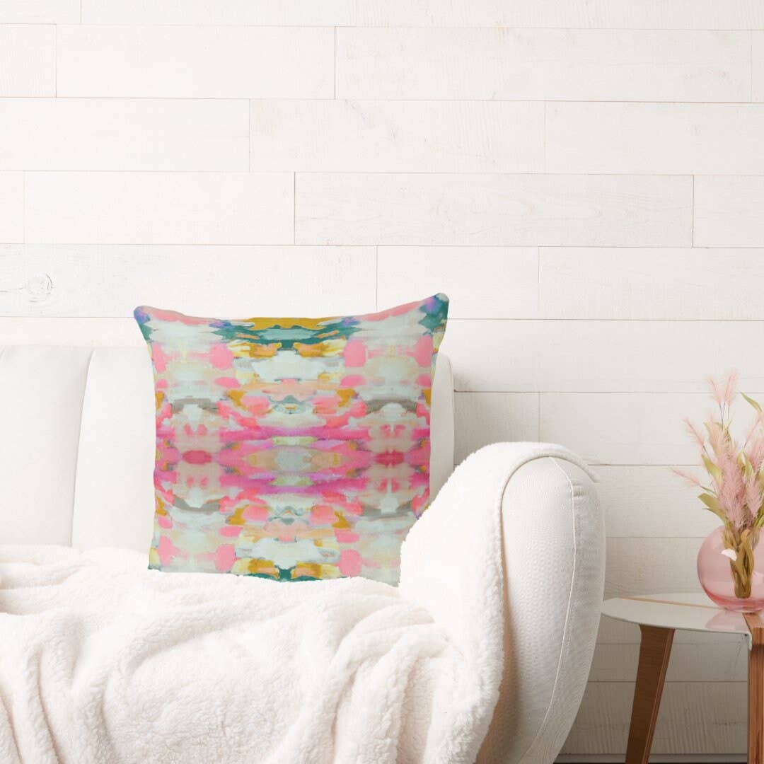Layla Decorative Abstract Modern Art Painted Print Pillow: 18x18