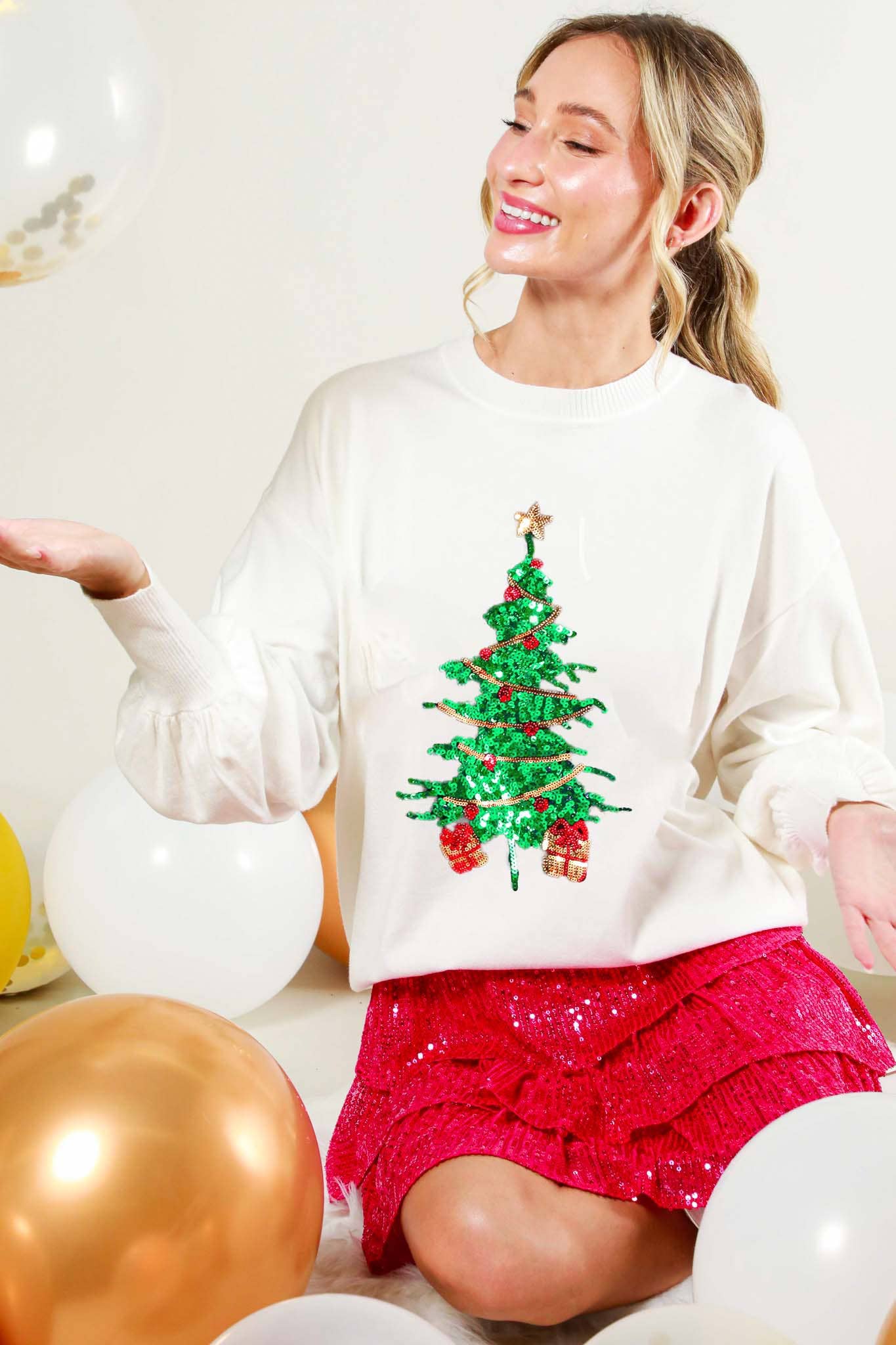 Christmas Tree Sequin Detail Knit Sweater
