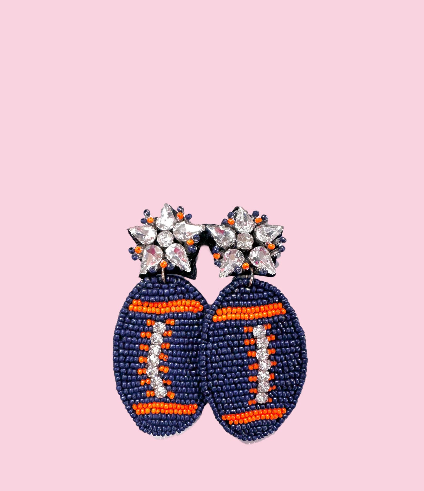 Dark Blue & Orange Football Earrings