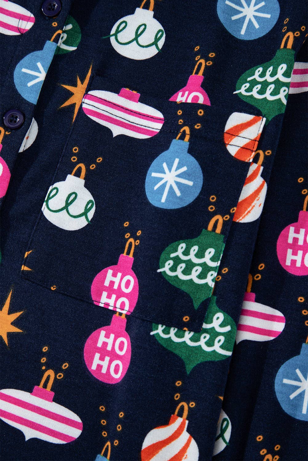 Christmas Ornaments Shirt and Pants Pajama Set: Navy Blue / 2XL