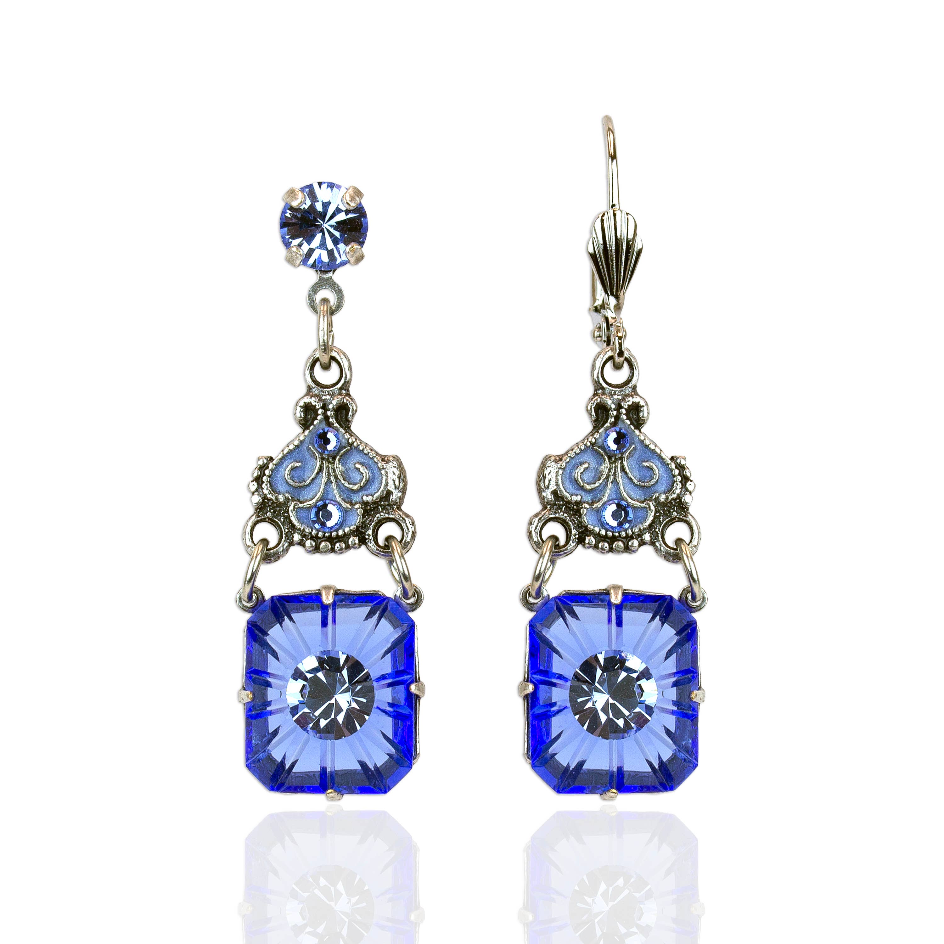 Blue Starburst Filigree Earrings