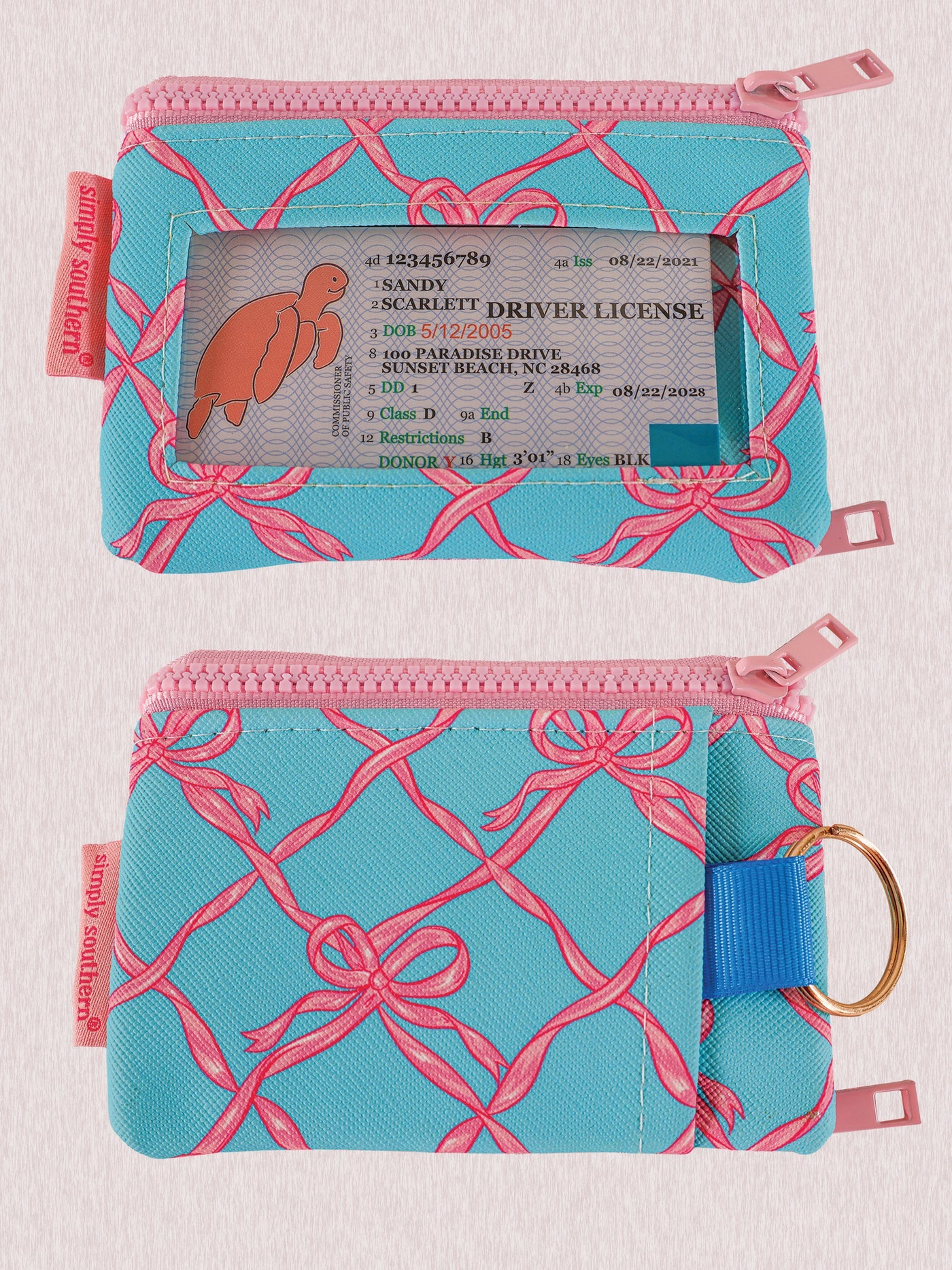 Turquoise & Pink Bow ID Wallet