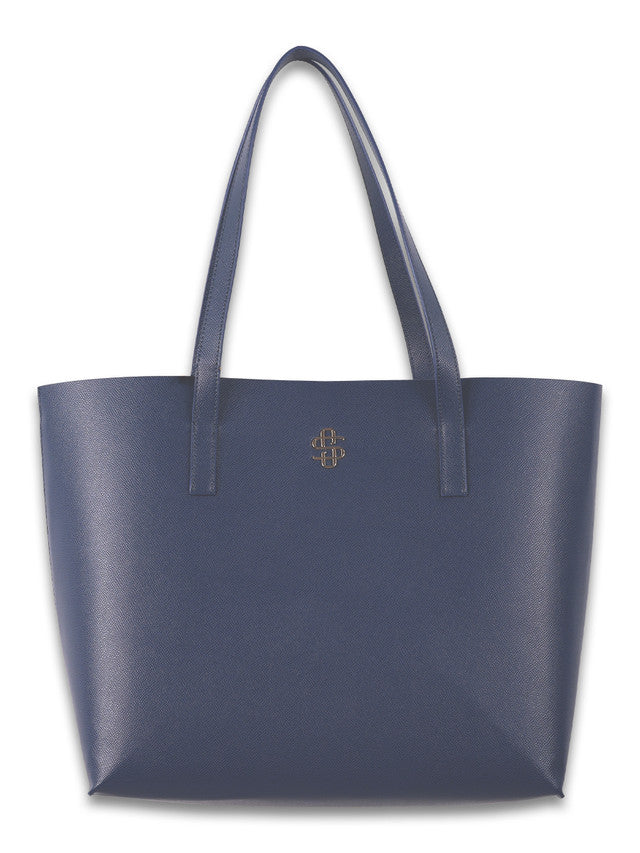 Leather Tote - Navy