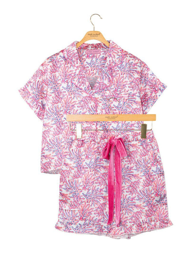 Pink Coral Silk Pajama Set
