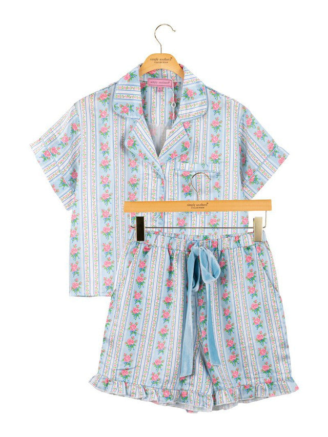 Blue Bonnet Silk Pajama Set