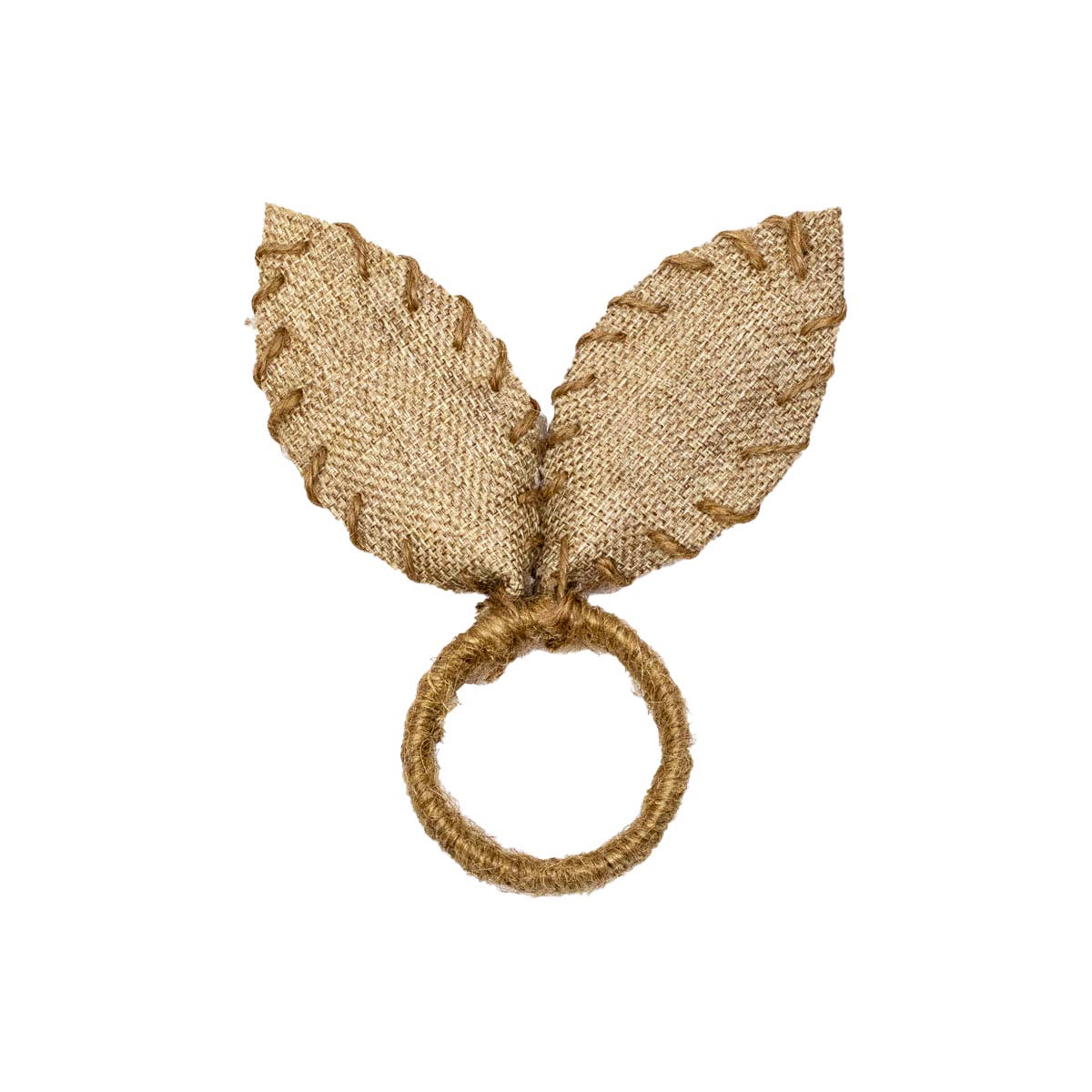 Burlap Bunny Ears Napkin Ring   Natural   4x5x1