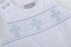 White and Blue Holy Crosses Smocked JonJon