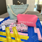 Mahjong Bundle-Green Tote/Pink Tiles