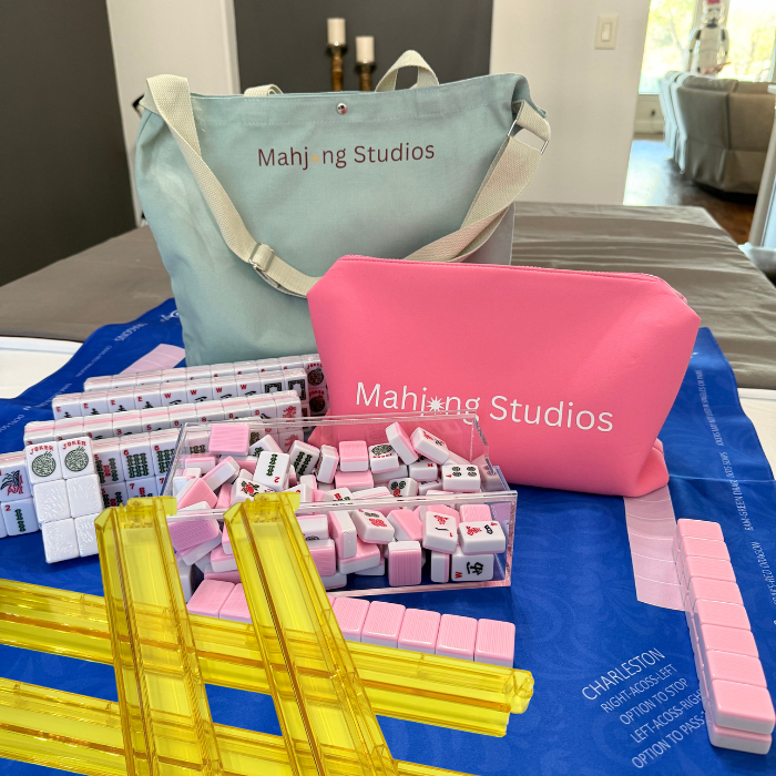 Mahjong Bundle-Green Tote/Pink Tiles