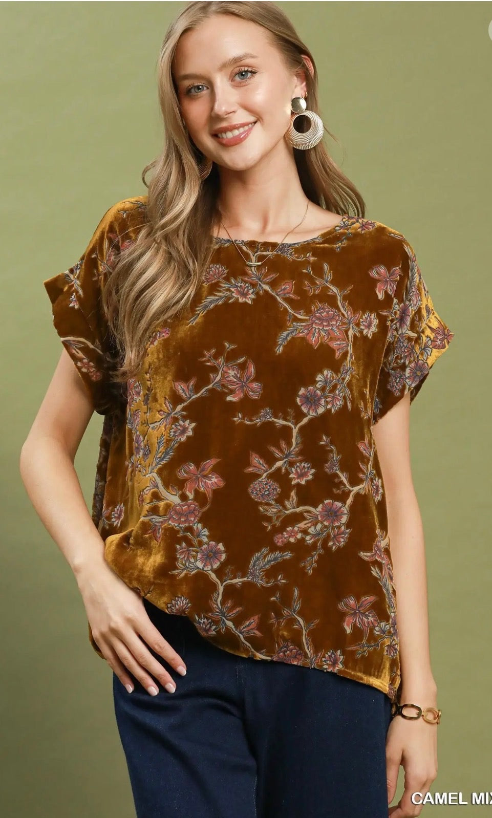 Mixed Floral Velvet Top