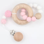 Wooden and Silicone Teether - Pink
