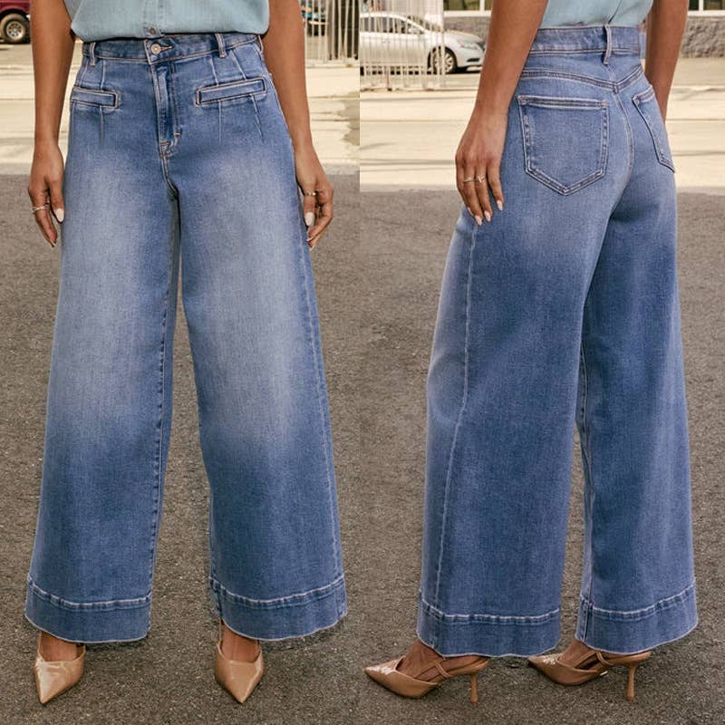 Washed Wide-Leg Denim