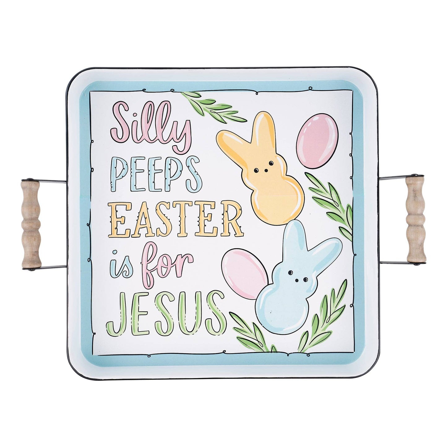 Silly Peeps and Eggs Easter Enamel Tray 