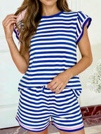 Blue Stripe Shortie Set