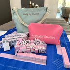 Mahjong Bundle-Green Tote/Pink Tiles