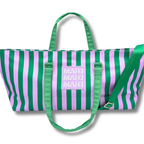 Mahjong Tote Bag-Stripes- Pink & Red
