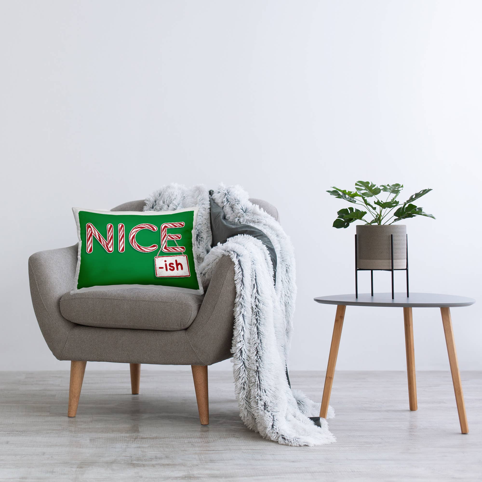 Nice-Ish Holiday Humor Printed Pillow Holiday